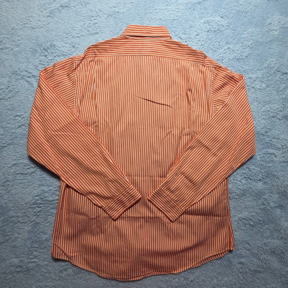 Vintage Polo Ralph Lauren Stanton Custom Fit Shirt Men's XL Orange White Striped